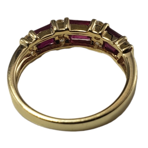 14K Gold Lab Created Ruby & Diamond Ring Size 7.25 Lab Certified  #16168 - Picture 6 of 10